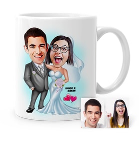 BK Gift Kişiye Özel Evleniyoruz Karikatür Beyaz Kupa Bardak  5