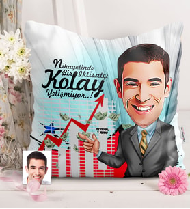 BK Gift Kişiye Özel Bay İktisatçı Karikatürlü  Yastık  1