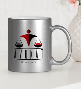 BK Gift Kişiye Özel Mesleki Avukat Gümüş Yaldızlı Kupa Bardak  8