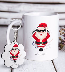 BK Gift Kişiye Özel Noel Baba Beyaz Kupa ve Anahtarlık Hediye Seti-1 (Model 1)