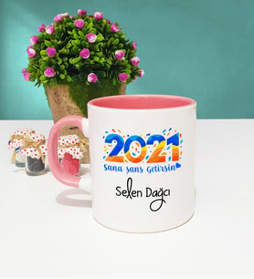 Sana Şans Getirsin 2021 Yılbaşı Hediyesi Kupa Bardak Pembe