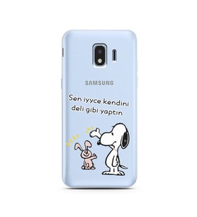 Snoopy Tasarımlı Süper Şeffaf Silikon Telefon Kılıfı Samsung J2 Pro (2018)