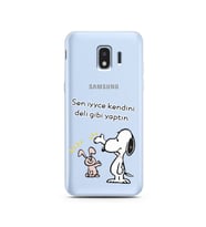 Snoopy Tasarımlı Süper Şeffaf Silikon Telefon Kılıfı Samsung J2 Pro (2018)