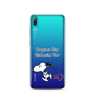 Snoopy Tasarımlı Süper Şeffaf Silikon Telefon Kılıfı Huawei Y7 Prime 2019