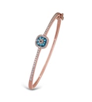Gümüş Zirkon Taşlı Tasarım Kelepçe/Bizelik (Rose)