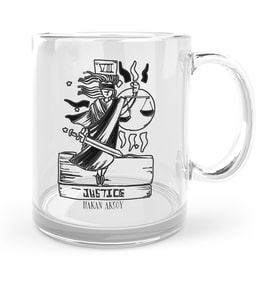 BK Gift Kişiye Özel Tarot Justice Adalet Cam Kupa Bardak