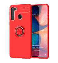 Microsonic Samsung Galaxy A21 Kılıf Kickstand Ring Holder Kırmızı