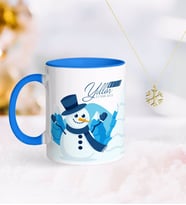 BK Gift Kişiye Özel Yılbaşı Mutlu Yıllar Mavi Kupa ve Kar Tanesi Kolye-21 (Model 1)