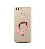 Pembe Çiçekli Harf Tasarım Süper Şeffaf Silikon Telefon Kılıfı Huawei Y9 2018 Ç-