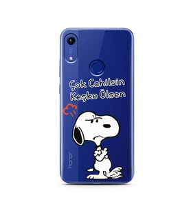 Snoopy Tasarımlı Süper Şeffaf Silikon Telefon Kılıfı Huawei Honor 8A 