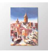 Arty Tablo Galata ve Güvercinler Tablo (Karışık)