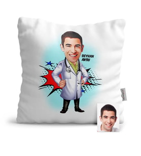 BK Gift Kişiye Özel Doktor Karikatür  Yastık  3