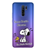Snoopy Tasarımlı Süper Şeffaf Silikon Telefon Kılıfı Xiomai Redmi 9