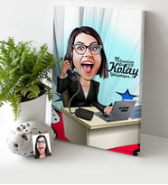 BK Gift Kişiye Özel Bayan Ceo Karikatür Kanvas Tablo 30x50cm 1