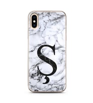 Iphone X Beyaz Mermer Harf Tasarımlı Telefon Kılıfı Ş-Harfi 