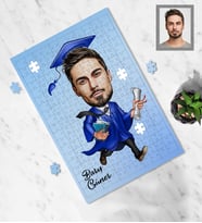Kişiye Özel Mezuniyet Karikatürlü A4 99 Parça Puzzle Bay-4