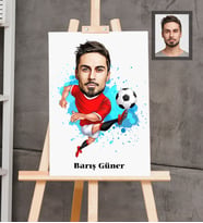 Kişiye Özel Futbolcu Karikatürlü  Ahşap Tablo 30x47 Bay-3