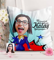 BK Gift Kişiye Özel Hostes Karikatürlü  Yastık  2