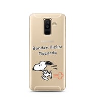 Snoopy Tasarımlı Süper Şeffaf Silikon Telefon Kılıfı Samsung A6 Plus