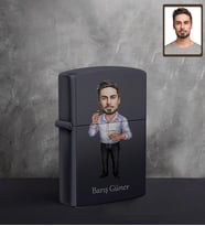 Kişiye Özel Erkek Karikatürlü UV Baskılı Siyah Benzinli Çakmak Bay-13