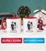İkili Sevgiliye Hediye Bir Ömür Sevgililer Günü Hediyesi Kupa Bardak Kırmızı