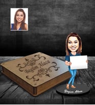 Kişiye Özel Bayan Karikatürlü Ahşap Biblo Kutulu Model-11