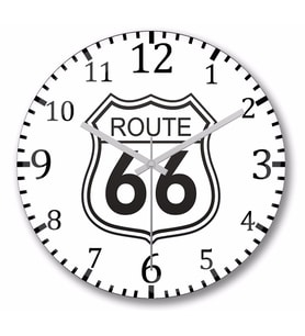 Route 66 Duvar Saati Bombeli Gercek Cam