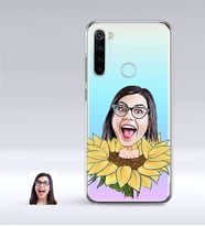 BK Gift Kişiye Özel Bayan Karikatürlü Xiaomi Redmi Note 8 İnce Şeffaf Silikon Telefon Kapağı-47 (Beyaz)
