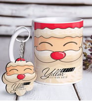 BK Gift Kişiye Özel Noel Baba Beyaz Kupa ve Anahtarlık Hediye Seti-6 (Model 1)