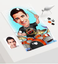 BK Gift Kişiye Özel Bay Baterist Karikatür 240 Parça A3 Puzzle  1