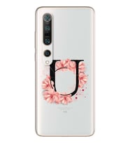 Pembe Çiçekli Harf Tasarım Süper Şeffaf Silikon Telefon Kılıfı Xiomai Mi10- Mi 1
