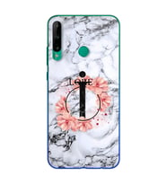 Mermer Çiçekli Harf Tasarım Süper Şeffaf Silikon Telefon Kılıfı Huawei P40 Lite 