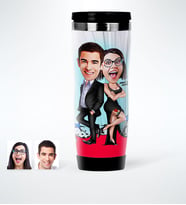 BK Gift Kişiye Özel Sevgililer Karikatürlü Çelik Termos Bardak  6