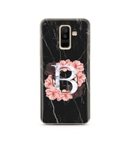 Mermer Çiçekli Harf Tasarım Süper Şeffaf Silikon Telefon Kılıfı Samsung A6 Plus 