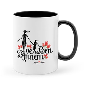 BK Gift Kişiye Özel Annem Ve Ben Siyah Kupa Bardak  1