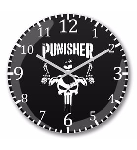 The  Punisher Duvar Saati Bombeli Gercek Cam