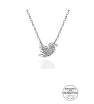 Söğütlü Silver Gümüş Swarovski taşlı pırlanta modeli kuş kolye