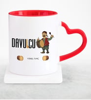 BK Gift Kişiye Özel Mesleki Davulcu Kırmızı Kalpli Kupa Bardak