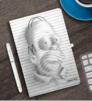 BK Gift Kişiye Özel 3D Çizim Kapaklı Beyaz Defter Kalem Seti - 4