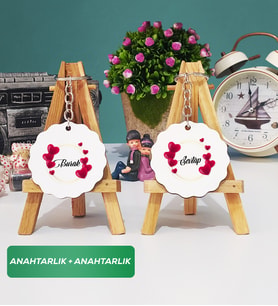 İkili İsme Özel Sevgililer Günü Hediyesi Anahtarlık