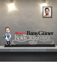 Kişiye Özel Doktor Karikatürlü Kolay Yetişmiyor Ahşap Biblo Bay-4