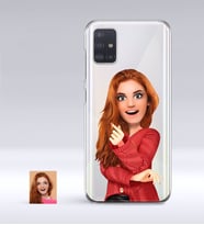 BK Gift Kişiye Özel Kadın Animasyon Karikatürlü Samsung Galaxy A51 İnce Şeffaf Silikon Telefon Kapağı-2 (Beyaz)