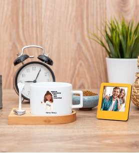 Rahatım Bozulmasın Fincan ve Turuncu Mini Fotoğraf Çerçevesi
