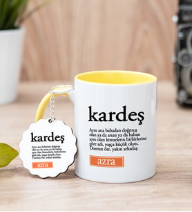 Kardeş Kelime Anlamı Sarı Kupa Bardak Ve Anahtarlık Set