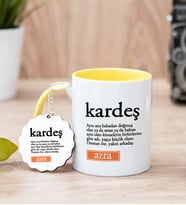 Kardeş Kelime Anlamı Sarı Kupa Bardak Ve Anahtarlık Set