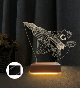 Türk F16 Uçak 3d Lamba Çocuk Odası Gece Lambası (Sarı)