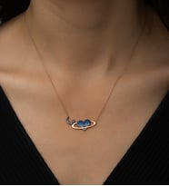 Papatya Silver Satürn Kuşaklı Kalp Ay Yıldız Bayrak Kolye