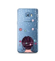 Space Girl Tasarım Süper Şeffaf Silikon Telefon Kılıfı Samsung C5 Pro  