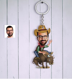 BK Gift Kişiye Özel Bay Rodeocu Karikatür Anahtarlık
