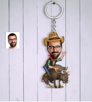 BK Gift Kişiye Özel Bay Rodeocu Karikatür Anahtarlık